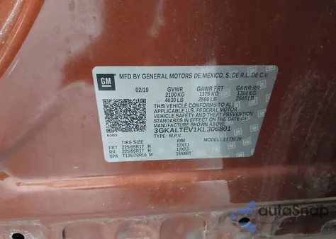 2019 GMC Terrain Sle from USA, damaged, VIN 3GKALTEV1KL306801